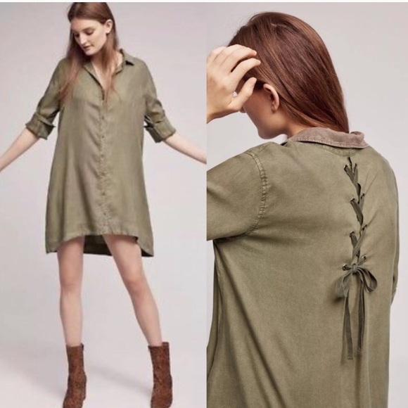 Anthropologie Dresses & Skirts - Cloth and Stone Farryn Olive Green Button Up Dress